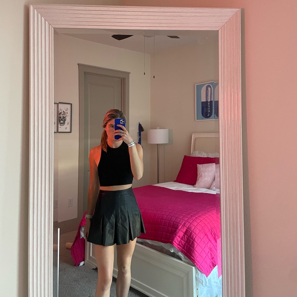 Vintage Leather Skirt in Black